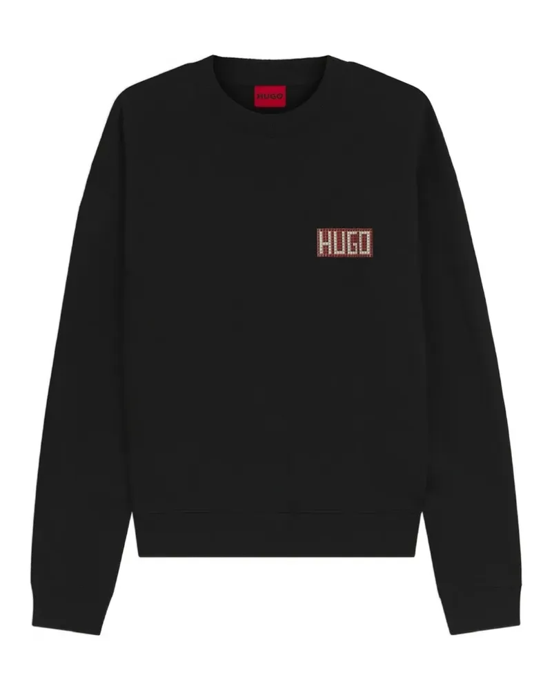 HUGO BOSS Sweatshirt mit Logo-Patch - Schwarz Schwarz