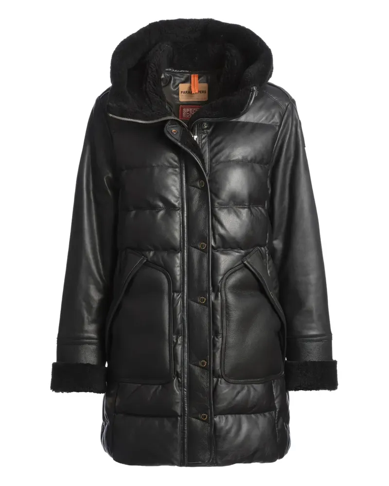 Parajumpers Gesteppter Demi Kapuzenmantel - Schwarz Schwarz