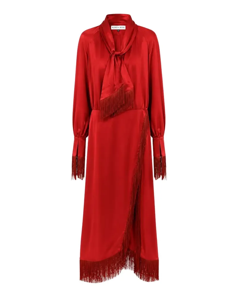 Rowen Rose Midikleid mit Fransen - Rot Rot