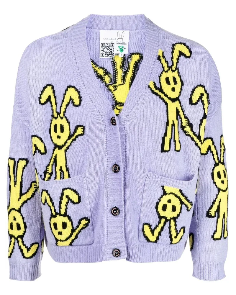 Natasha Zinko Cardigan mit Hasen-Print - Violett Violett
