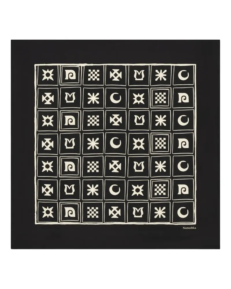 Nanushka Shoul Schal mit Kopjafa-Print - Schwarz Schwarz