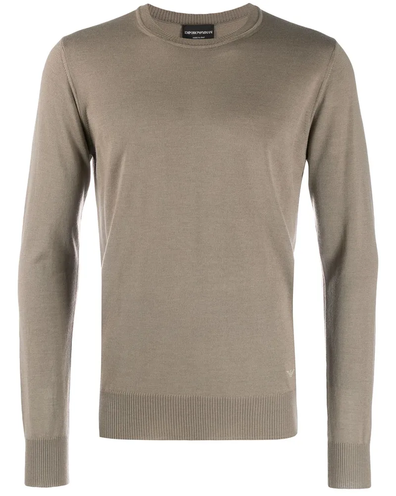 Emporio Armani Pullover mit gerippten Details Braun