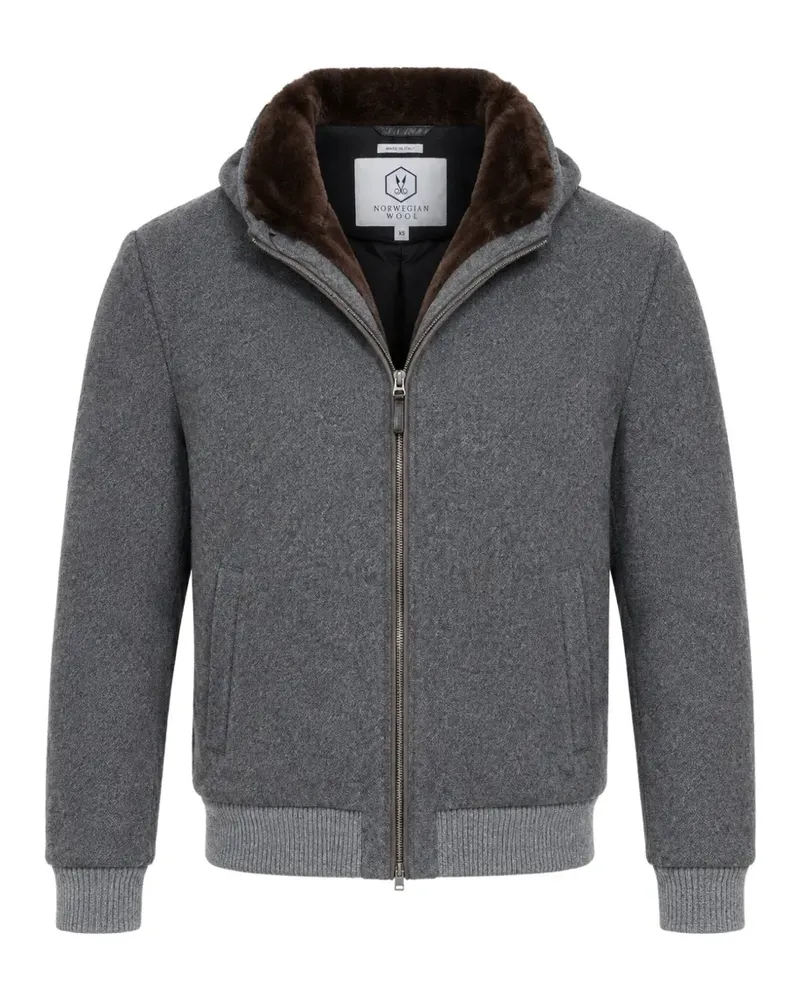 Norwegian Wool Kapuzenjacke mit Faux Fur-Futter - Grau Grau