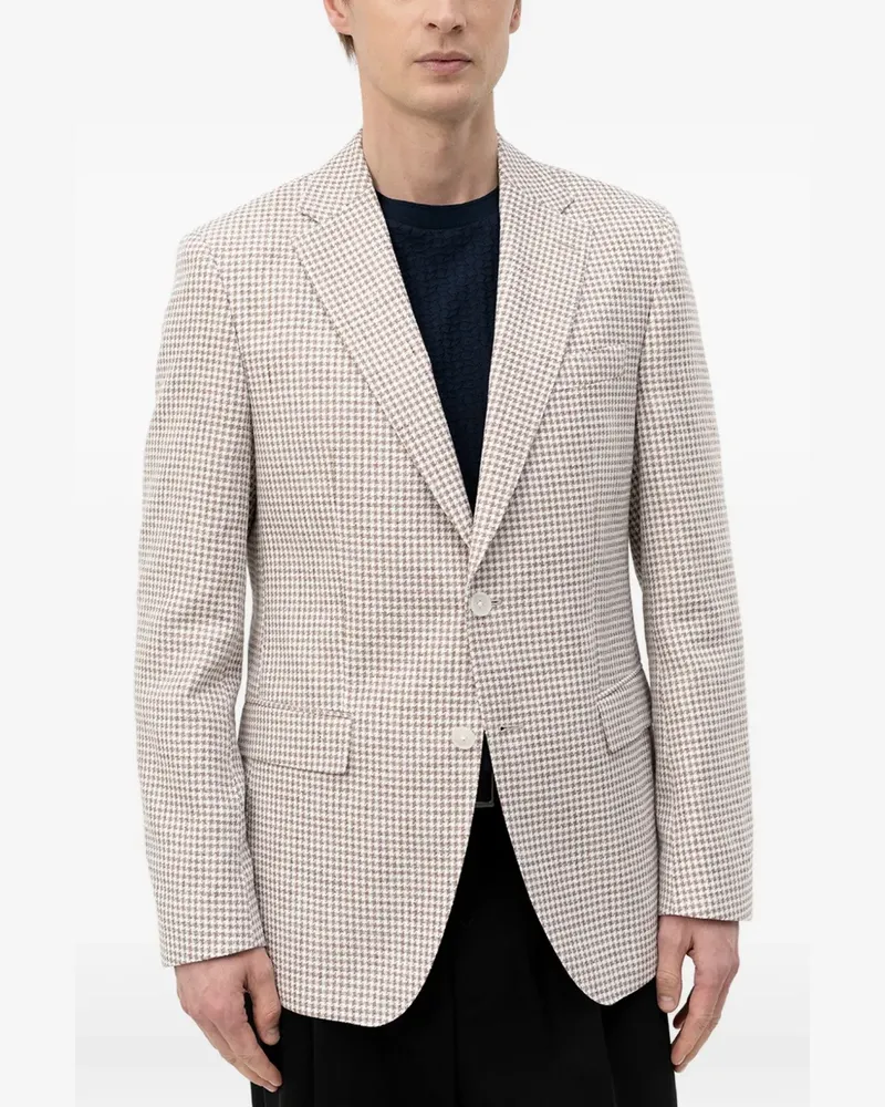 HUGO BOSS houndstooth-pattern blazer - Nude Nude