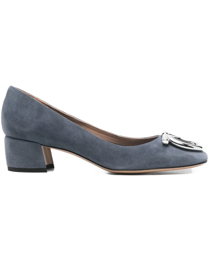 Ferragamo Pumps mit Blockabsatz 40mm - Blau Blau