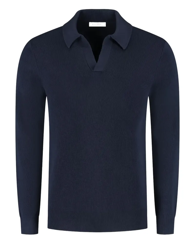 Gran Sasso Gerippter Pullover mit Poloshirtkragen - Blau Blau