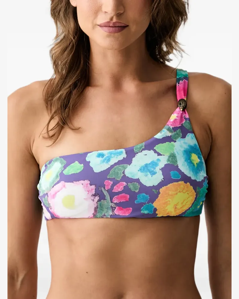 Kurt Geiger floral-print one-shoulder bikini top - Violett Violett