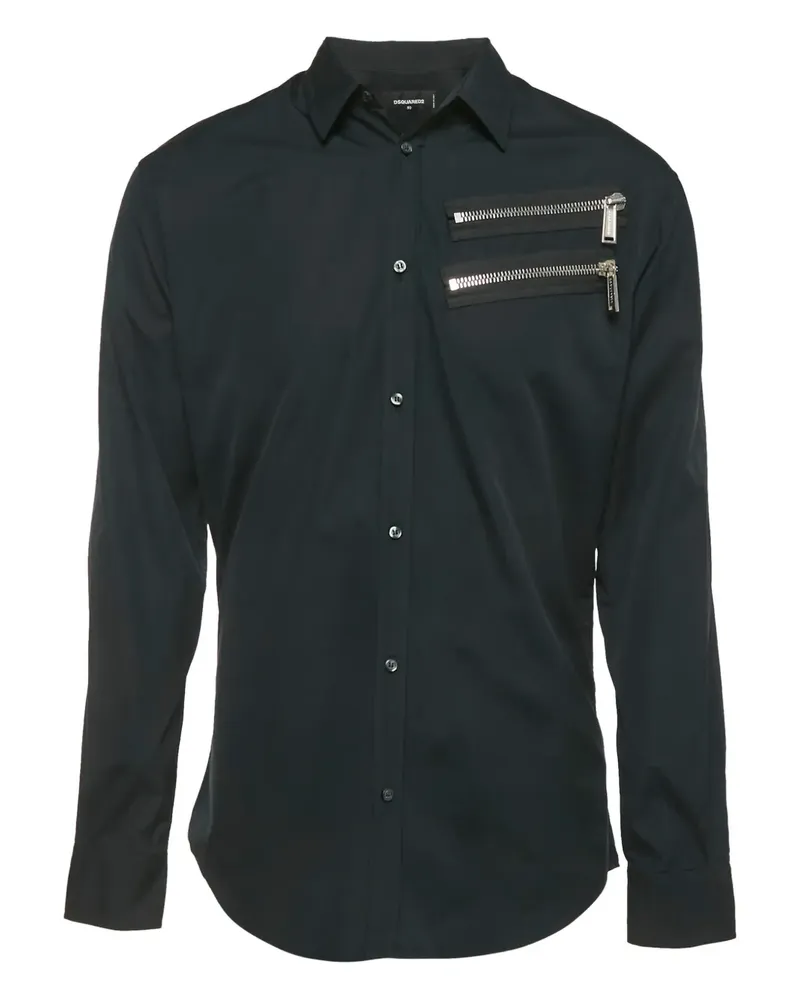 Dsquared2 2019 50 Hemd mit Reißverschluss - Schwarz Schwarz