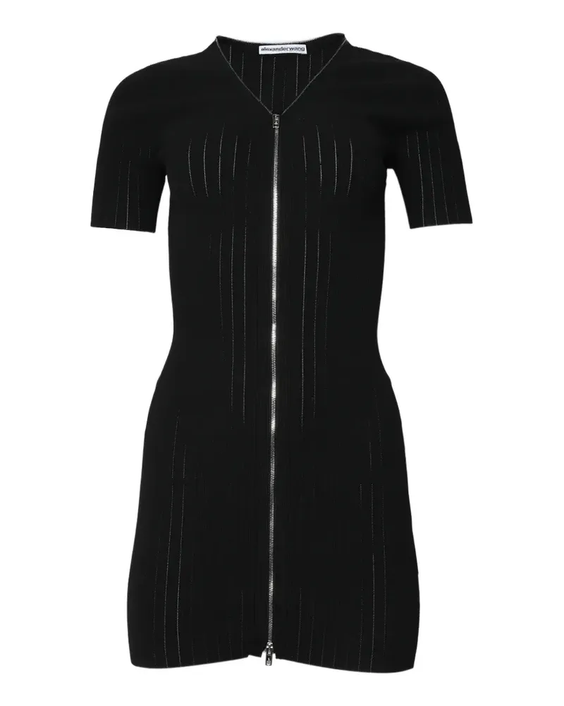 Alexander Wang pointelle-knit V-neck dress - Schwarz Schwarz