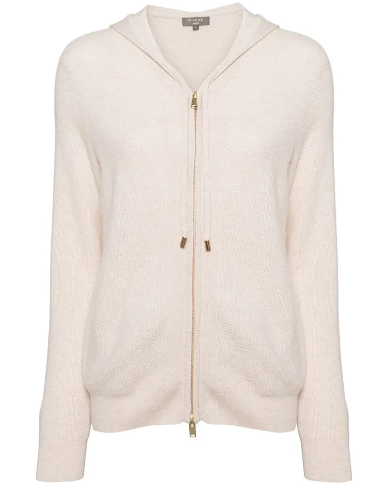 N.Peal Gestrickter Hoodie mit Wabenmuster - Nude Nude