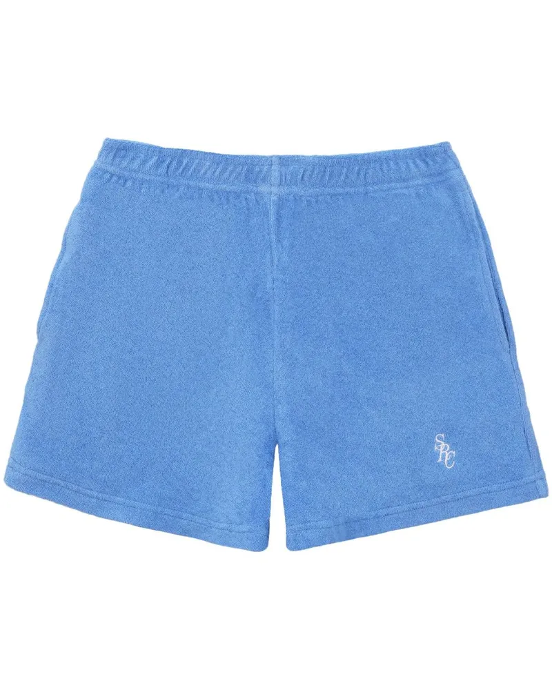 SPORTY & RICH Shorts mit Logo-Stickerei Blau