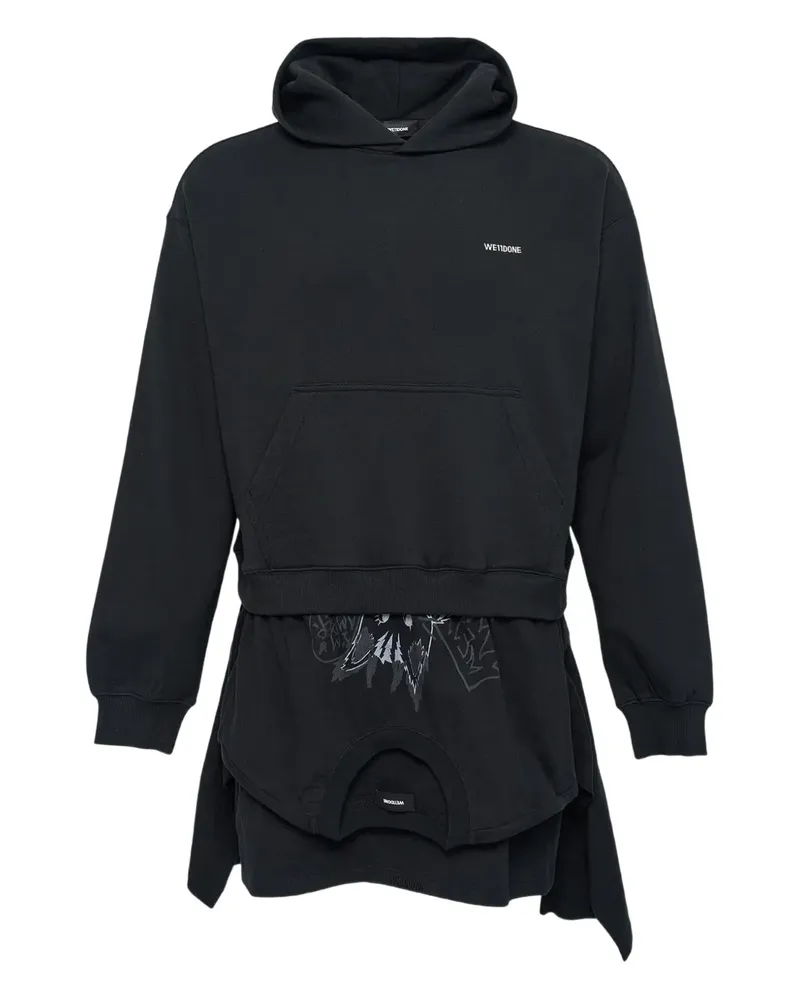 WE 11 DONE layered hoodie mini dress - Schwarz Schwarz