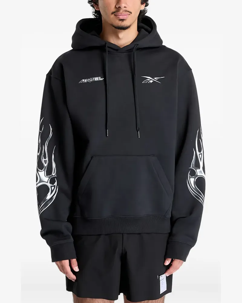 Reebok Hoodie mit Logo-Print - Schwarz Schwarz