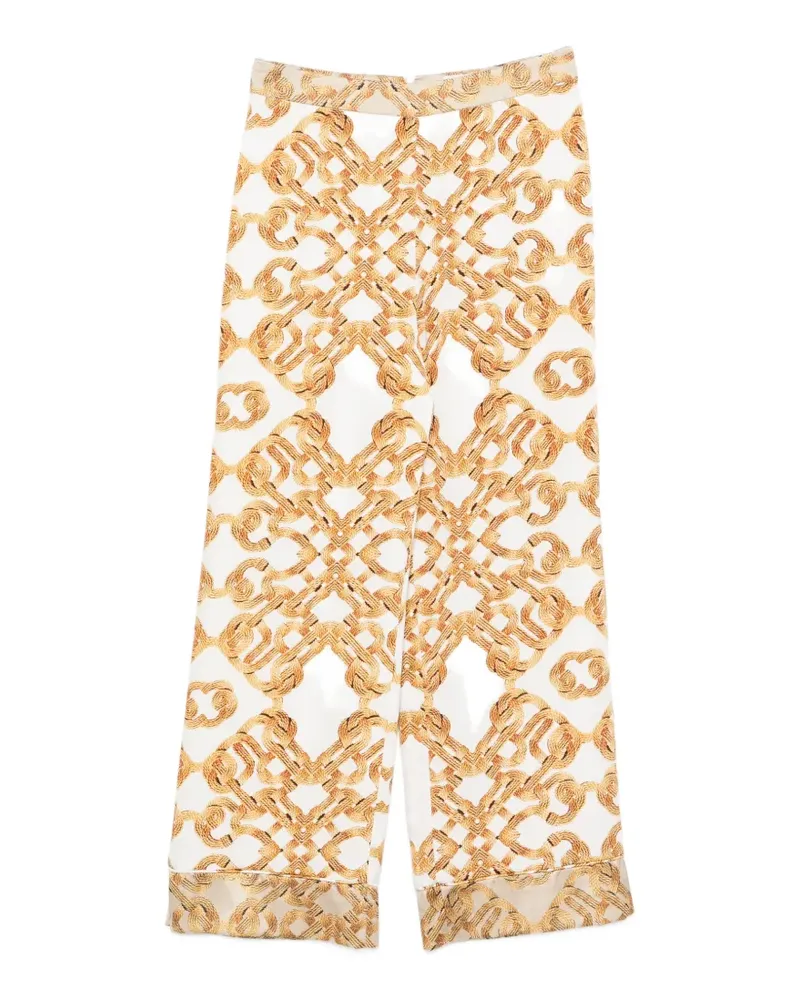 Twin-Set rope-print wide-leg palazzo pants - Weiß Weiß