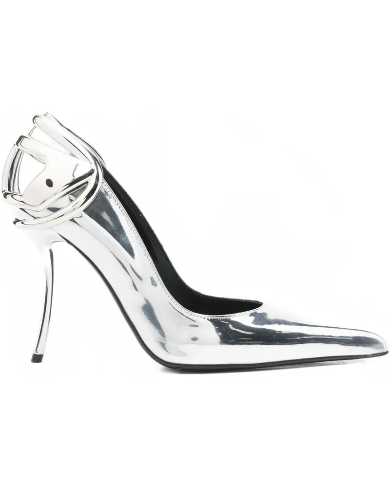 Diesel 105mm pointed toe logo pumps - Silber Silber
