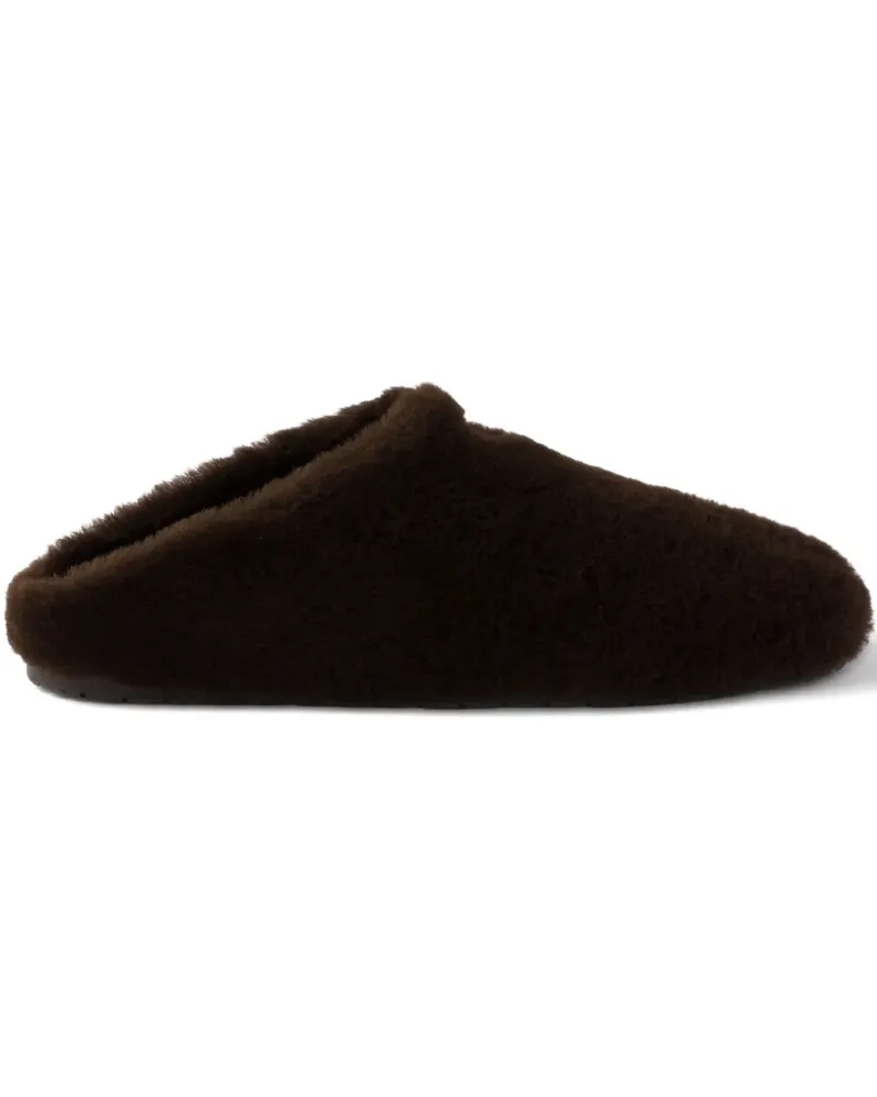 Prada Mules aus Wildleder mit Shearling - Braun Braun