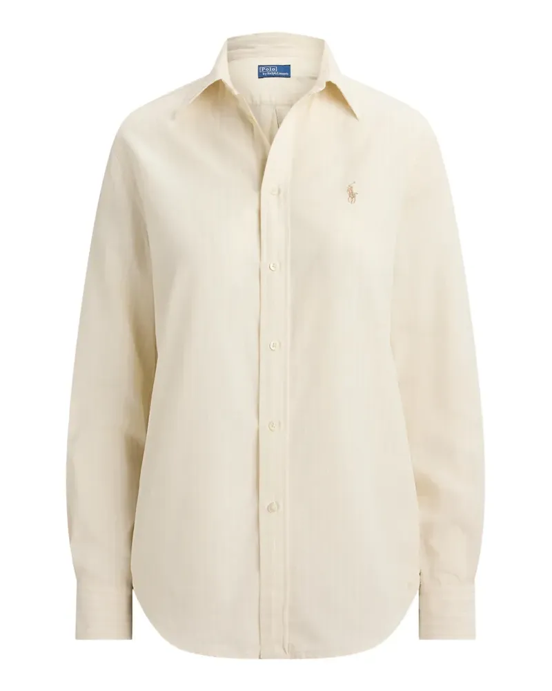 Ralph Lauren Gestreiftes Classic Fit Hemd aus Baumwoll-Leinen - Nude Nude