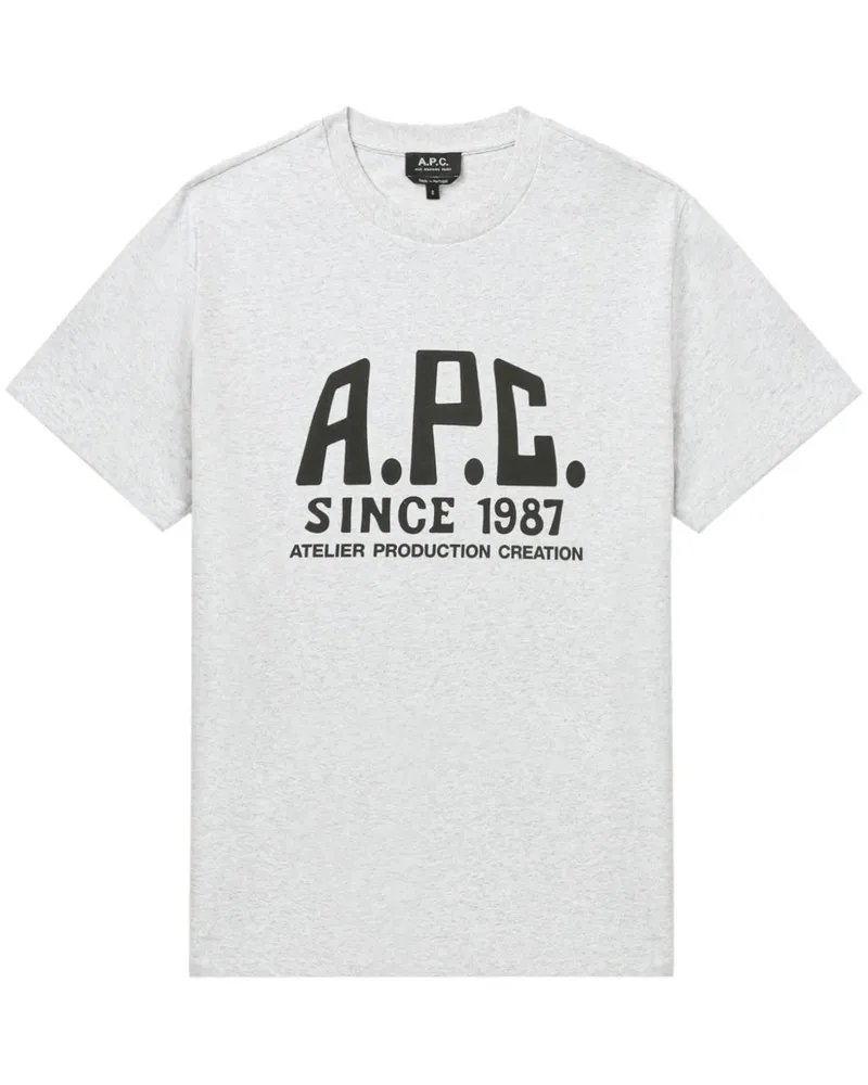 A.P.C. T-Shirt mit Logo-Print - Grau Grau