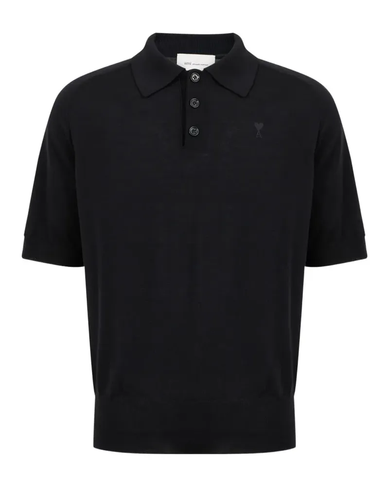 AMI Paris logo-embroidered polo shirt - Schwarz Schwarz