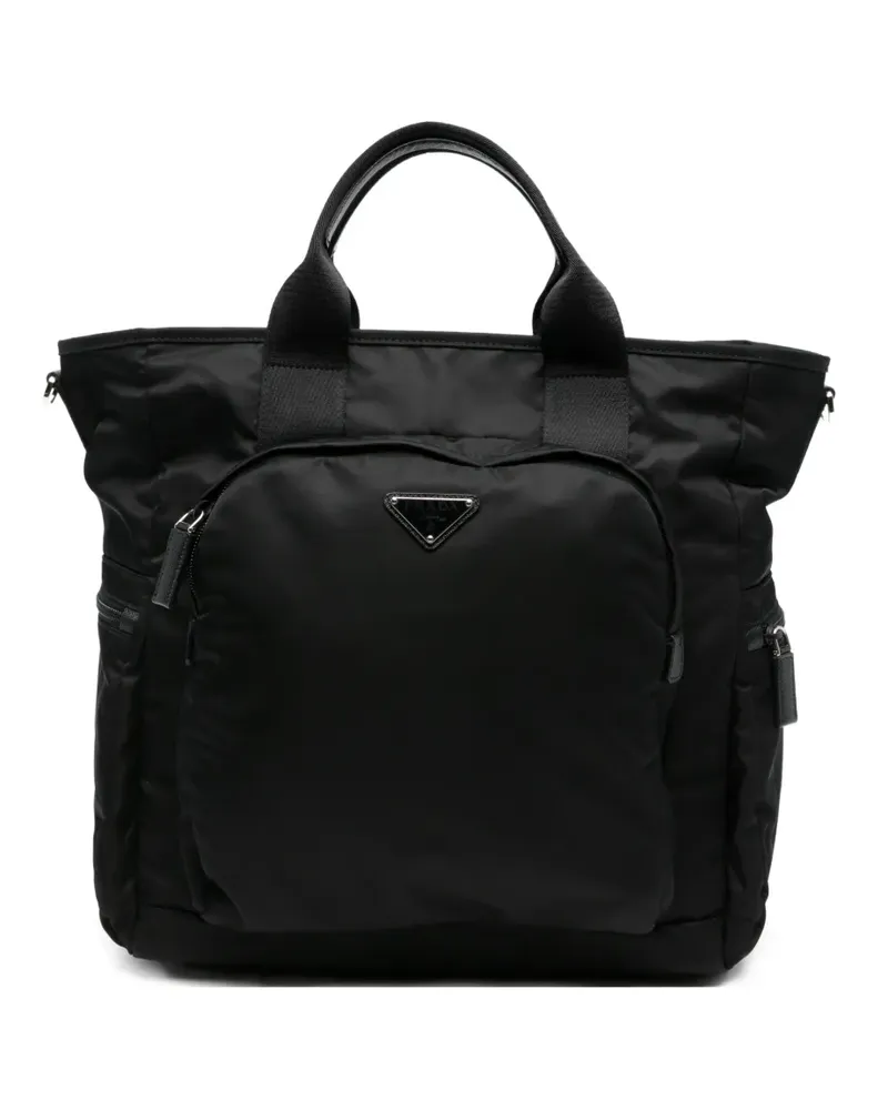 Prada Re-Nylon logo-plaque tote bag - Schwarz Schwarz