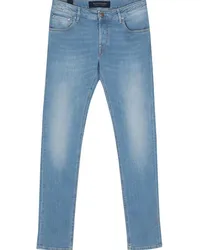 Hand Picked Halbhohe Slim-Fit-Jeans Blau