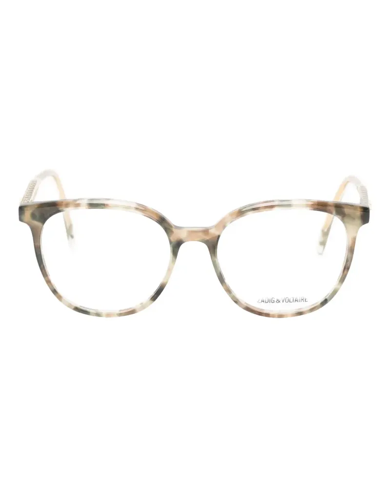 Zadig & Voltaire tortoiseshell-effect round-frame glasses - Nude Nude