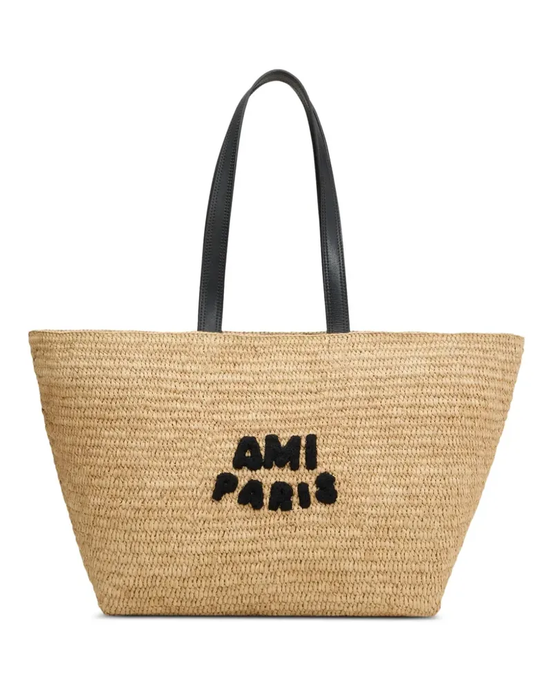 AMI Paris Tote Bag aus Bast - Nude Nude