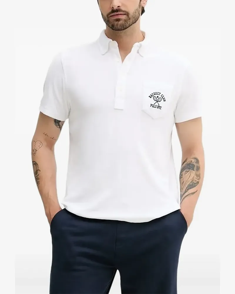 Ralph Lauren Poloshirt mit bestickter Tasche - Weiß Weiß