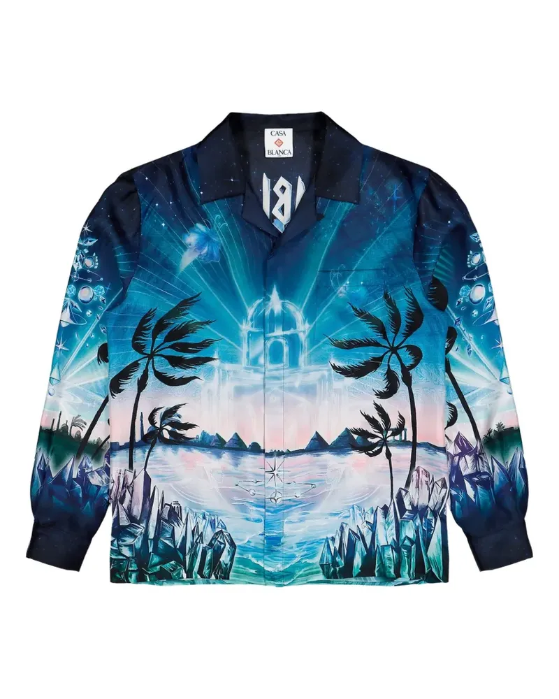 Casablanca Paris Crystal Alchemy Cuban Hemd mit Kragen - Blau Blau