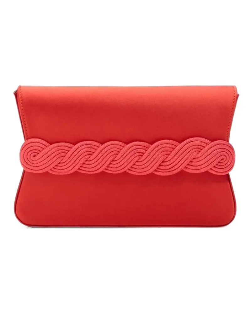 DESTREE Gerrit Clutch aus Satin mit geflochtenem Riemen - Rot Rot