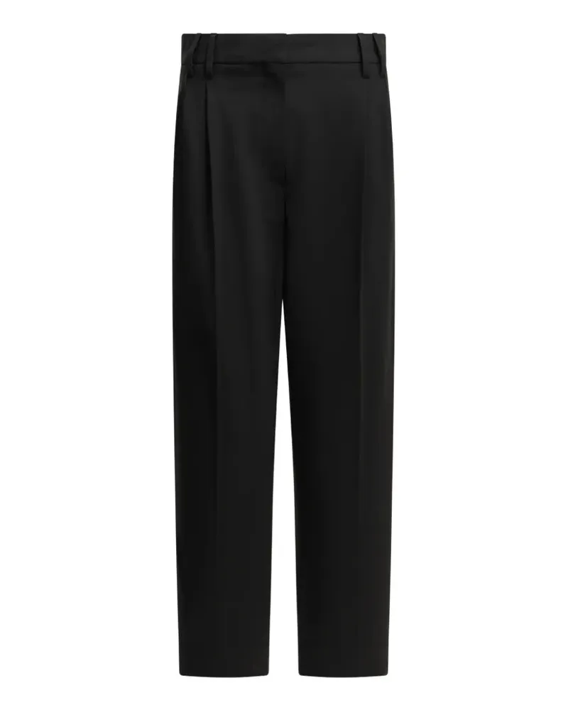 Brunello Cucinelli Tropical Luxury wool slouchy trousers with Monili - Schwarz Schwarz