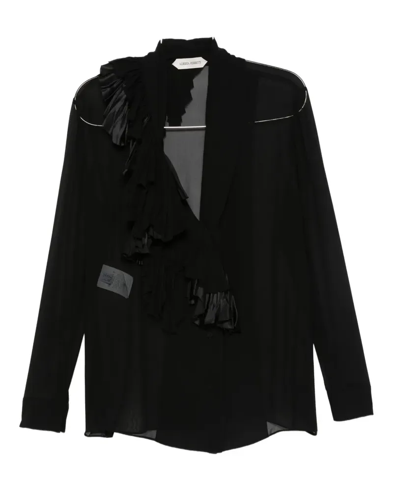 Alberta Ferretti Bluse mit Volants - Schwarz Schwarz