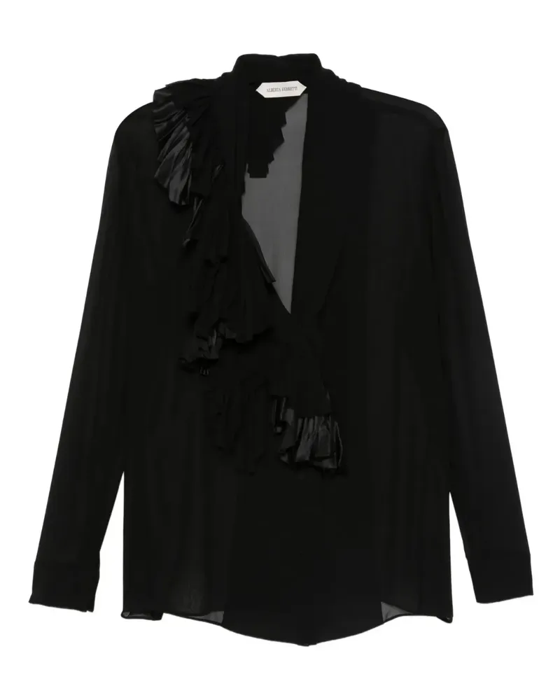 Alberta Ferretti Bluse mit Volants - Schwarz Schwarz