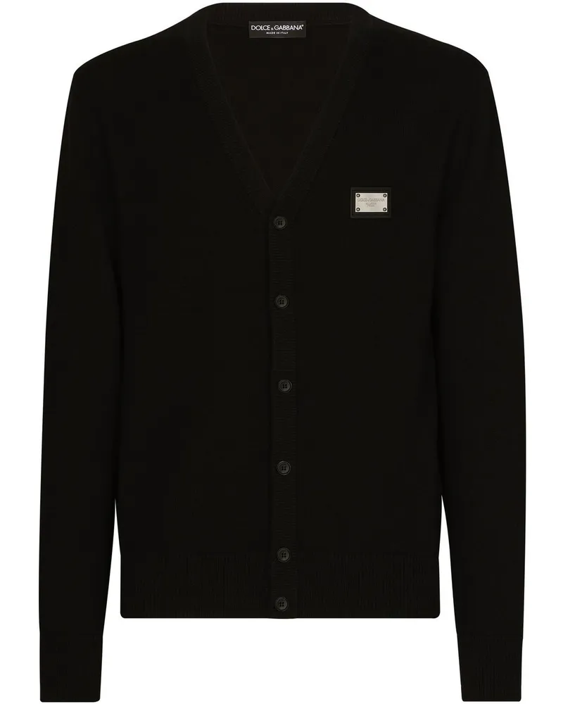 Dolce & Gabbana Cardigan mit Logo-Schild - Schwarz Schwarz