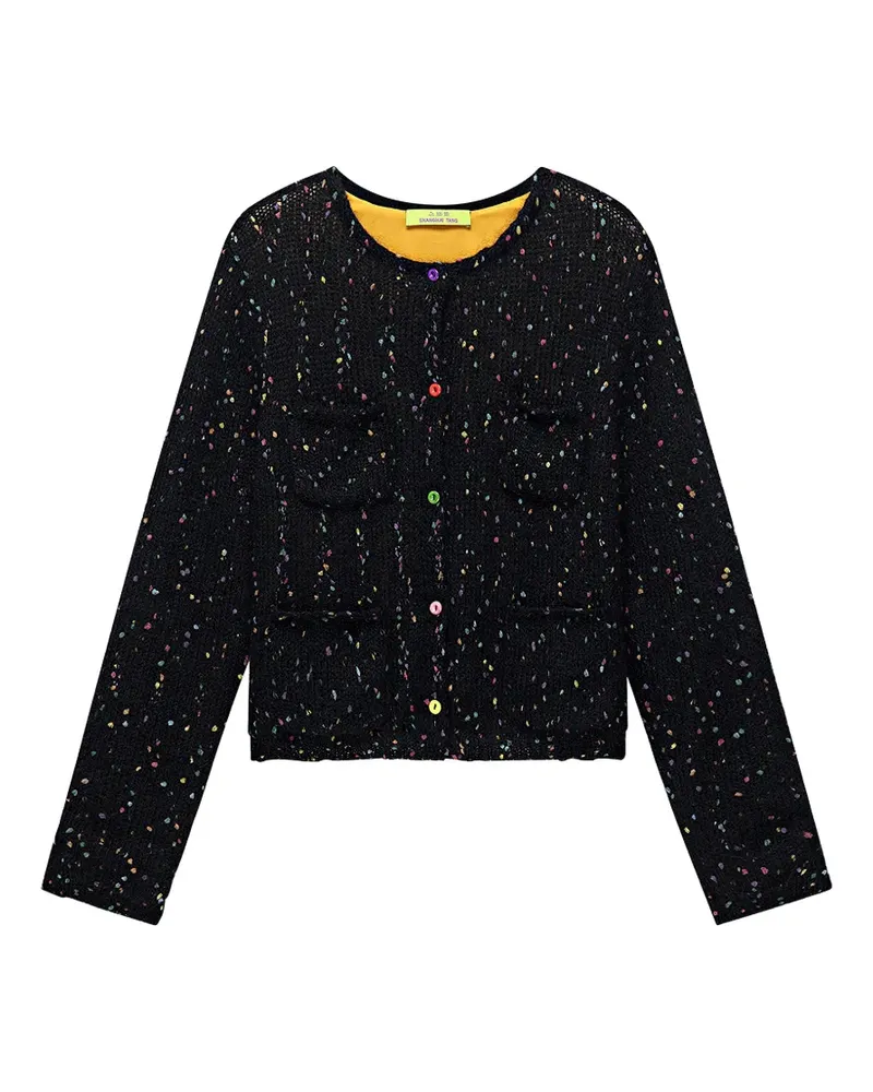 Shanghai Tang Cropped-Cardigan - Schwarz Schwarz