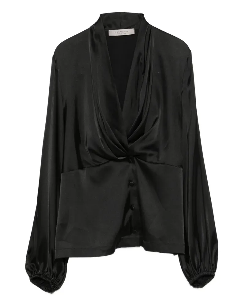 D.EXTERIOR Geknöpfte Bluse mit Knoten - Schwarz Schwarz