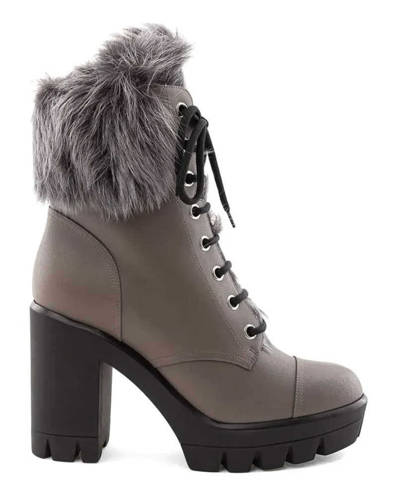 Giuseppe Zanotti Schnürstiefel mit Faux Fur - Grau Grau