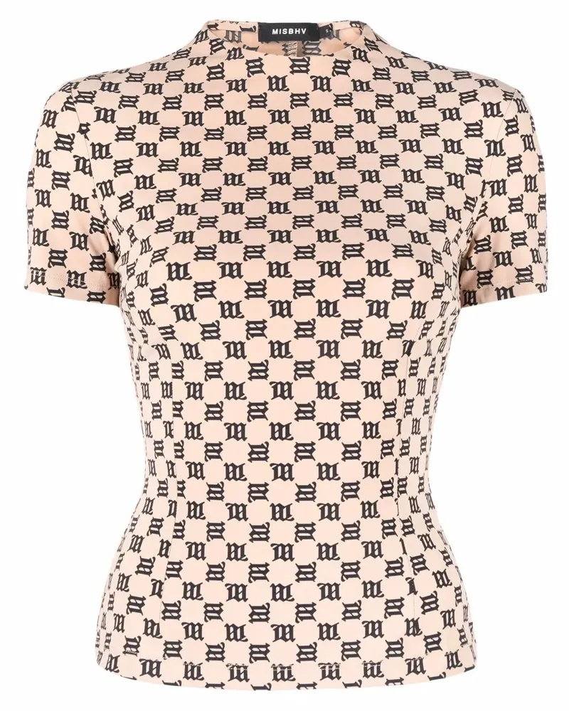 MISBHV T-Shirt mit Monogramm-Print - Nude Nude
