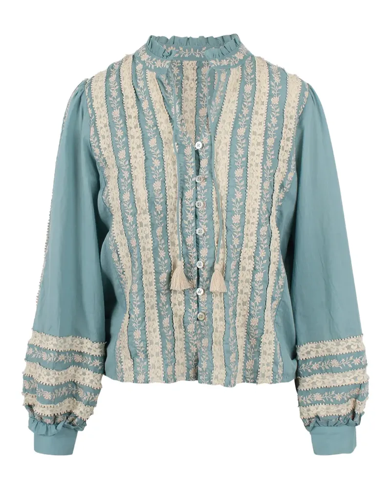 Sea Kirsten lace-trim embroidered blouse - Blau Blau