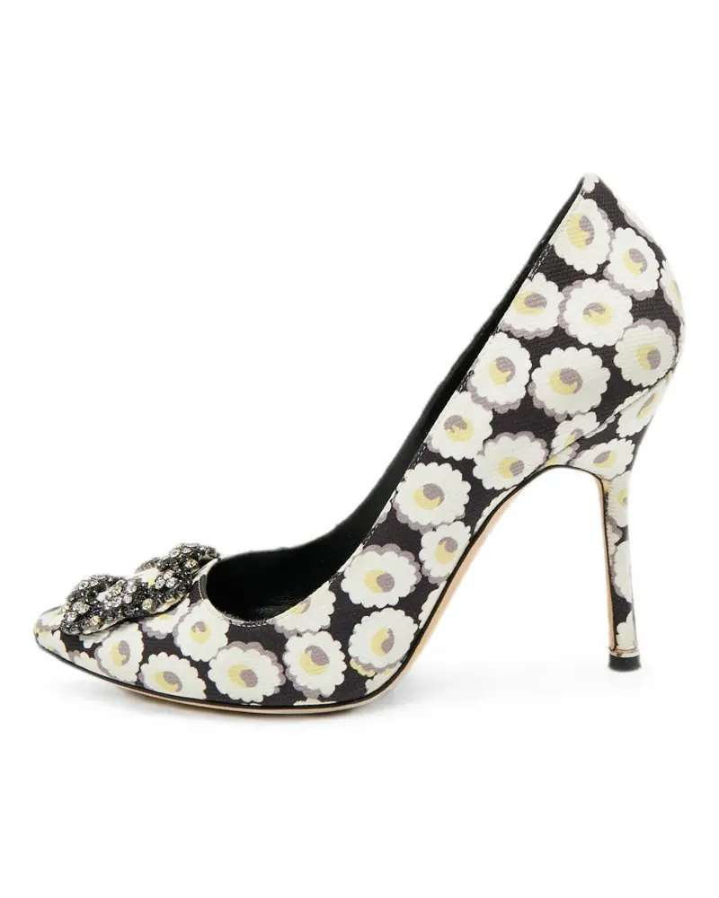 Manolo Blahnik Hangisi floral-print pumps - Schwarz Schwarz