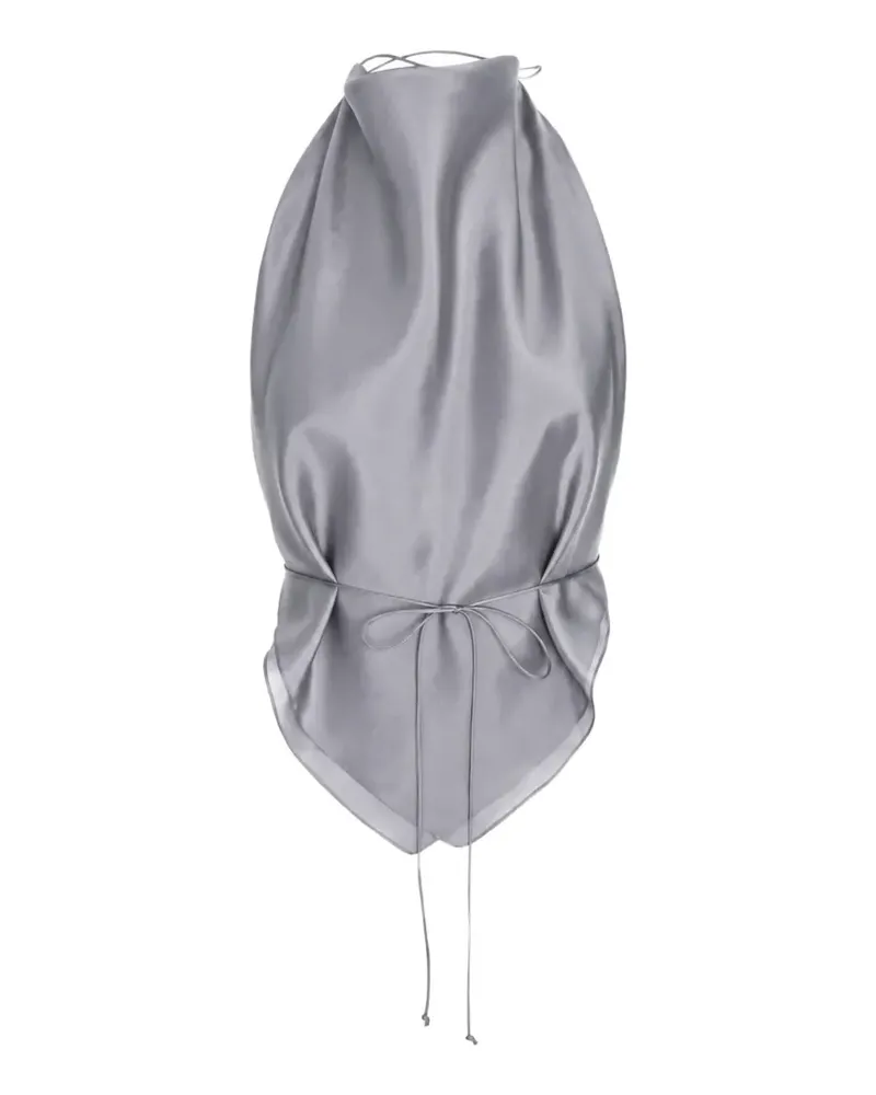 MANURÍ Thea 2.6 Neckholder-Top aus Seide - Grau Grau