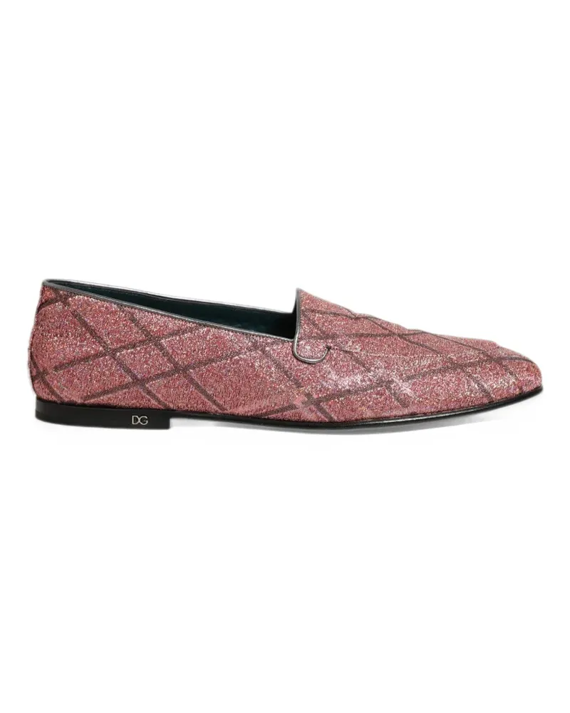 Dolce & Gabbana Karierte Loafer mit Glitter-Effekt - Rosa Rosa