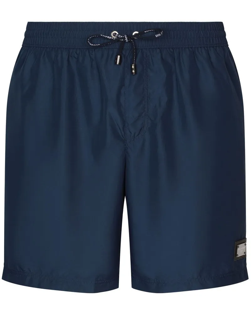 Dolce & Gabbana Badeshorts mit Logo-Schild - Blau Blau