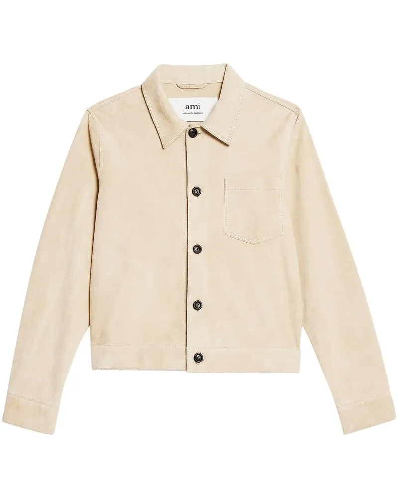 AMI Paris Geknöpfte Jacke aus Wildleder - Nude Nude