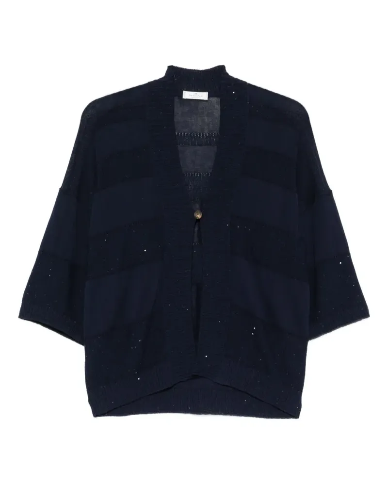 PANICALE Cashmere sequin-embellished striped cardigan - Blau Blau