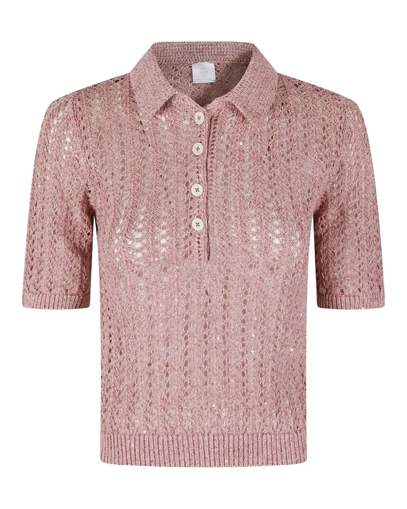 Eleventy sequin-embellished open-knit polo shirt - Rosa Rosa
