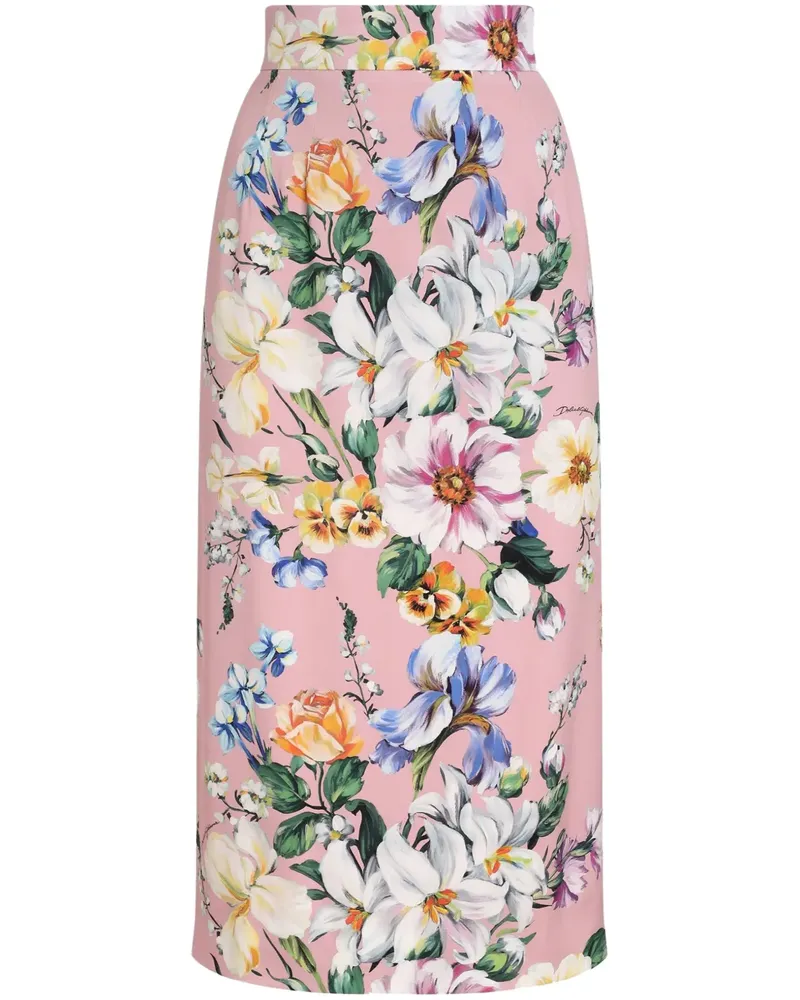 Dolce & Gabbana Midirock mit Blumen-Print - Rosa Rosa