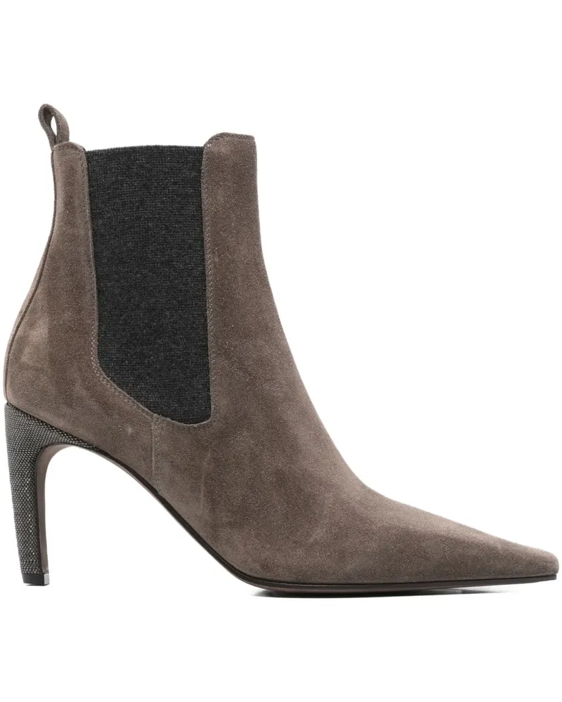 Brunello Cucinelli Stiefeletten aus Wildleder mit elastischen Einsätzen - Braun Braun