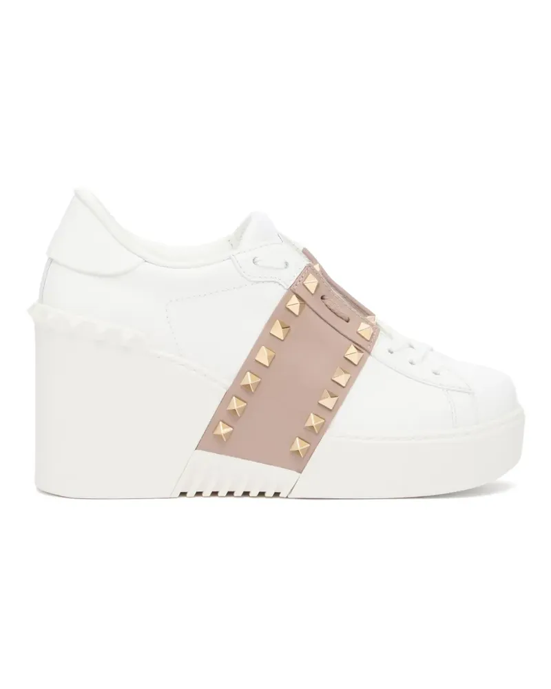 Valentino Garavani Open Disco wedge sneakers in calfskin 85mm - Weiß Weiß