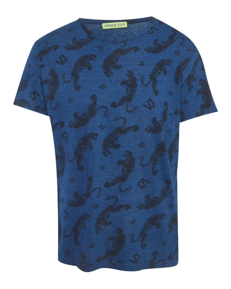 Versace Jeans T-Shirt mit Tigermuster - Blau Blau